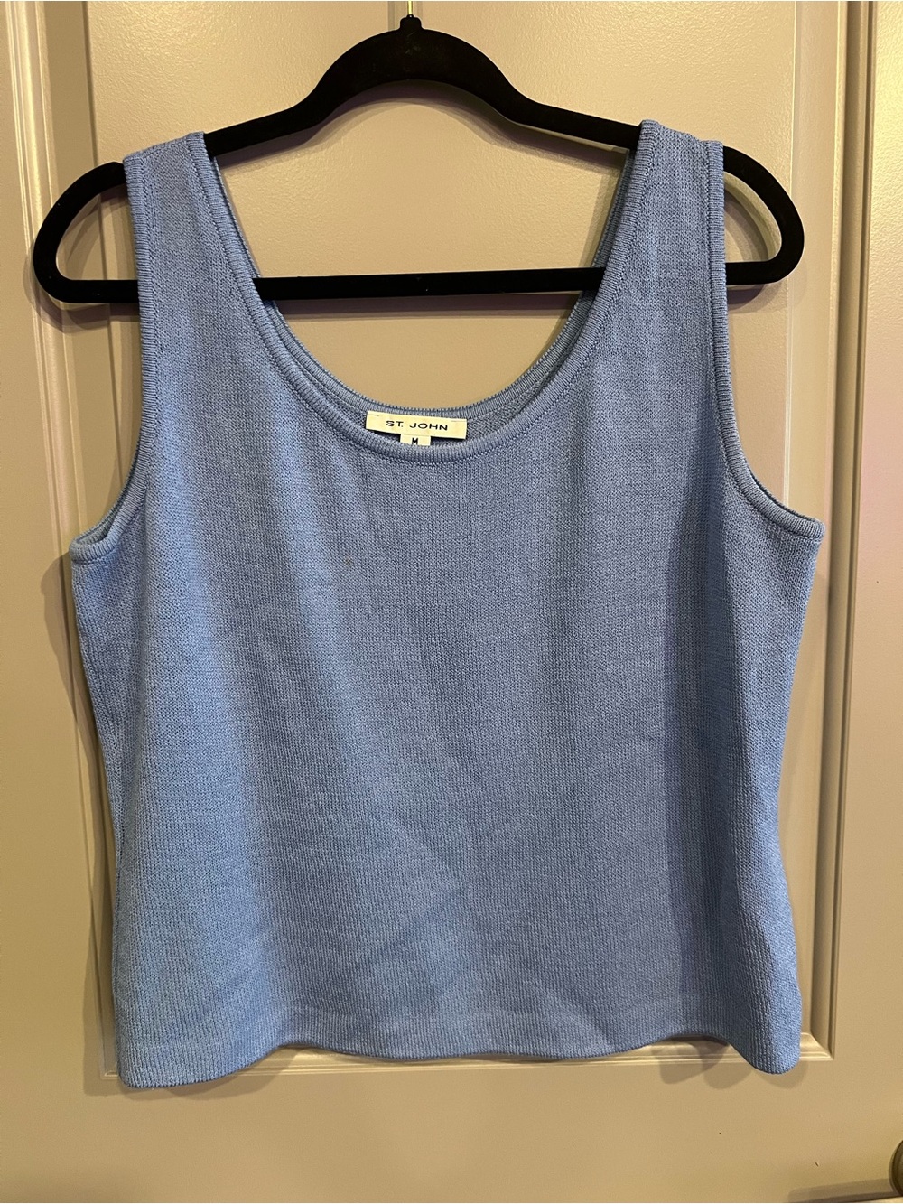 St. John Light Blue Knit Scoop Neck Tank